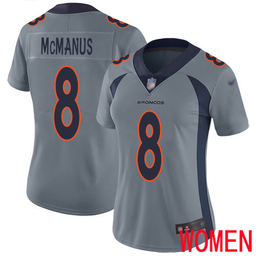 Women Denver Broncos #8 Brandon McManus Limited Silver Inverted Legend Football NFL Jersey